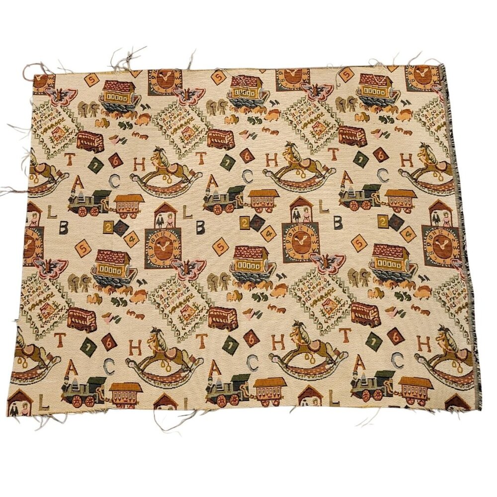 Vintage Childrens Alphabet Toy Theme Tapestry Upholstery Fabric 36 x 29